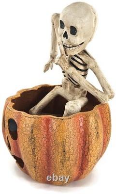Bethany Lowe Skeleton in Jack-O'-Lantern Paper Mache Halloween Decor TD0060 Bethany Lowe Skeleton in Jack-O'-Lantern Paper Mache Halloween Decor TD0060