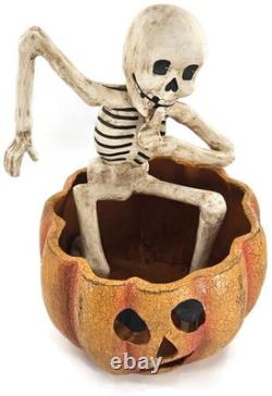 Bethany Lowe Skeleton in Jack-O'-Lantern Paper Mache Halloween Decor TD0060 Bethany Lowe Skeleton in Jack-O'-Lantern Paper Mache Halloween Decor TD0060