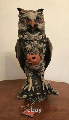 Bethany Lowe Vergie Lightfoot Halloween Owl Container withJack O'Lantern-Retired