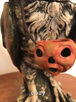 Bethany Lowe Vergie Lightfoot Halloween Owl Container withJack O'Lantern-Retired