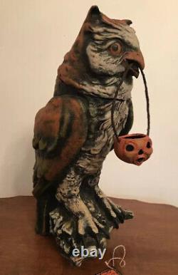 Bethany Lowe Vergie Lightfoot Halloween Owl Container withJack O'Lantern-Retired