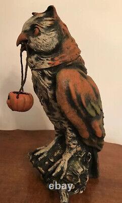 Bethany Lowe Vergie Lightfoot Halloween Owl Container withJack O'Lantern-Retired