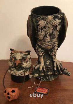 Bethany Lowe Vergie Lightfoot Halloween Owl Container withJack O'Lantern-Retired