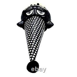 Black Cat Halloween Polka Dot Party Hat Paper Mache Style Figure White Decor 11