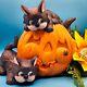 Black Cats And Pumpkin Halloween Night Light Ceramic Mold Lamp Lights Up