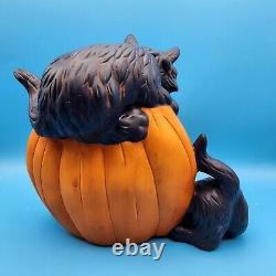 Black Cats and Pumpkin Halloween Night Light Ceramic Mold Lamp Lights Up