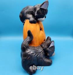 Black Cats and Pumpkin Halloween Night Light Ceramic Mold Lamp Lights Up