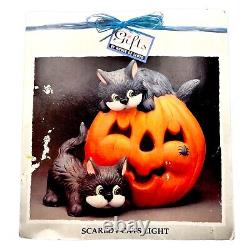 Black Cats and Pumpkin Halloween Night Light Ceramic Mold Lamp Lights Up