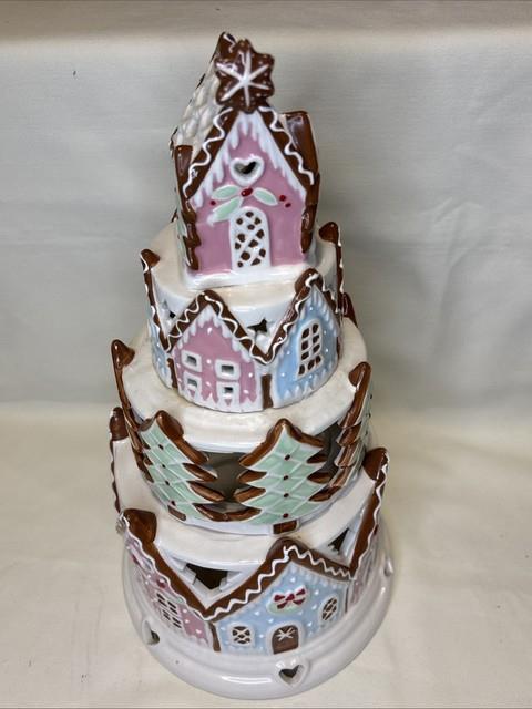 Blue Sky Ceramics Gingerbread 2019, Rare, Tea Light Pink Castle House, Heather G