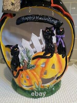 Blue Sky Clayworks Goldminc Halloween Happy Haunting Girty Hugs Cat Tea Light