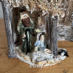 Blue Sky Clayworks O Holy Night Nativity Tealight Heather Goldminc Signed 2000