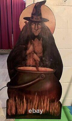 Boardwalk Originals Large Metal Witch withCauldron 4 Feet Tall X 2 Feet Wide