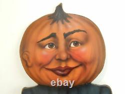Bonnie Barrett Boardwalk Originals Large Pumpkin Man Scarecrow Halloween Standup