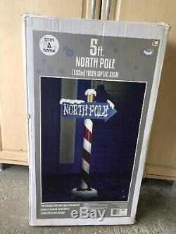 Brand New Gemmy 5 Foot Fiber Optic North Pole Christmas Sign Rare Nos