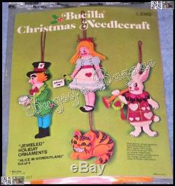 Bucilla 4 ALICE IN WONDERLAND Ornaments Felt Christmas Kit Mad Hatter 3389