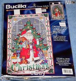 Bucilla CHRISTMAS ADVENT CALENDAR w Charms Counted Cross Stitch Kit Santa, Tree