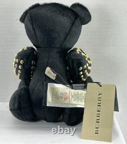 Burberry Black Calf Hair & Gold Tone Studded Adult Collectible Teddy Bear