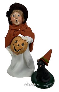 Byers Choice 2005 Halloween Witch Pumpkin & Cat 10 USA Holiday