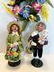 Byers Choice 2020 Easter Girl & Boy With Easter Basket & Chocolate Bunny Euc