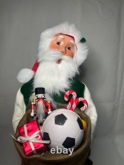 Byers Choice 2022 Santa with Sack of Toys, Peppermint Candy Canes & Soccer Ball