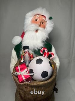 Byers Choice 2022 Santa with Sack of Toys, Peppermint Candy Canes & Soccer Ball