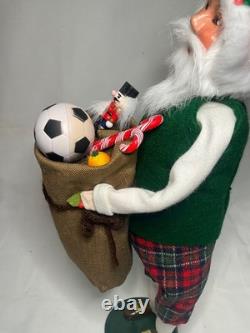 Byers Choice 2022 Santa with Sack of Toys, Peppermint Candy Canes & Soccer Ball