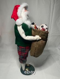 Byers Choice 2022 Santa with Sack of Toys, Peppermint Candy Canes & Soccer Ball