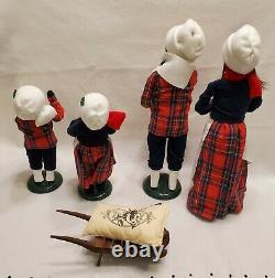 Byers Choice Caroler BIRD FEEDING FAMILY 5 Pc Man, Lady, Boy, Girl, Wheel Barrow