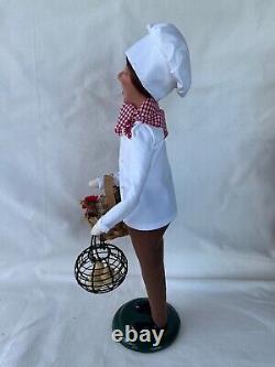 Byers Choice Caroler Woman Chef Baker with Chicken in Basket & Eggs in Wire Basket