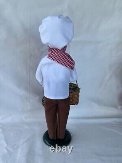 Byers Choice Caroler Woman Chef Baker with Chicken in Basket & Eggs in Wire Basket