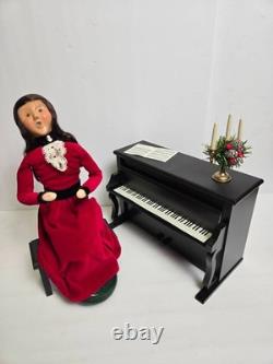 Byers Choice Carolers 1999 Piano Player in Red Dress with Piano & Bench Signed