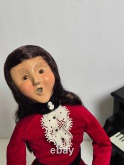 Byers Choice Carolers 1999 Piano Player in Red Dress with Piano & Bench Signed