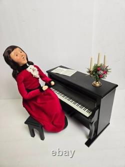 Byers Choice Carolers 1999 Piano Player in Red Dress with Piano & Bench Signed
