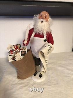 Byers Choice Carolers 2016 Bald Santa With Nice List And Bag Of Presents Rare