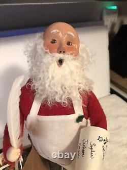 Byers Choice Carolers 2016 Bald Santa With Nice List And Bag Of Presents Rare