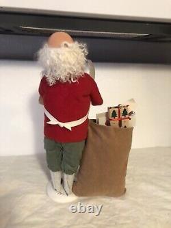 Byers Choice Carolers 2016 Bald Santa With Nice List And Bag Of Presents Rare