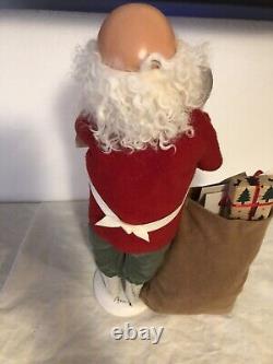 Byers Choice Carolers 2016 Bald Santa With Nice List And Bag Of Presents Rare