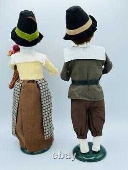 Byers Choice Carolers Thanksgiving Pilgrim man & woman 2014 cornucopia pumpkin