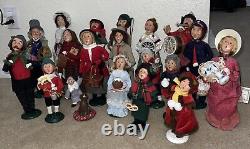 Byers Choice Christmas Carolers Lot Of 19 Adults Children and Dog Vintage