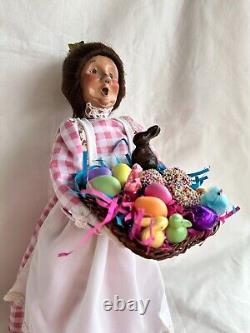 Byers Choice Easter Lady / Woman Baker with Basket Chocolate Rabbit Nonpareils