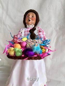 Byers Choice Easter Lady / Woman Baker with Basket Chocolate Rabbit Nonpareils