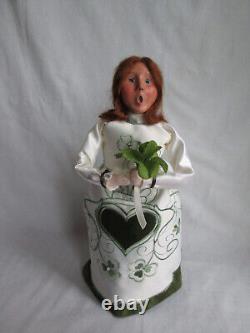 Byers Choice Elegant Irish Lady Doll with St. Patrick's Day Shamrocks, EUC