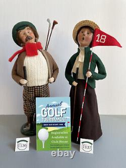 Byers Choice Golfing Man and Golfing Woman / Couple plus Accessory Sign