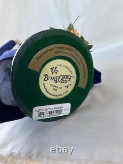 Byers Choice Green Face Halloween Witch with Lantern Flowers Raven & Cobweb Shawl