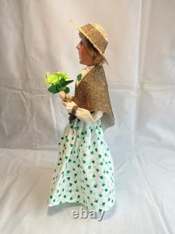 Byers Choice St Patrick's Day Irish Woman Shimmering Gold Scarf with Cally Lilies