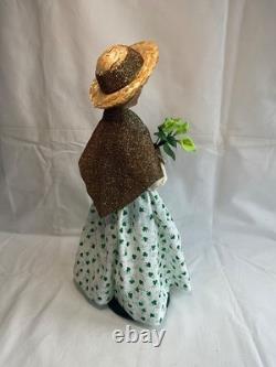 Byers Choice St Patrick's Day Irish Woman Shimmering Gold Scarf with Cally Lilies