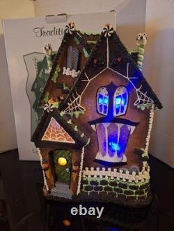 Byers Choice Traditions Cobweb Cottage Lighted Gingerbread House 2013 Halloween