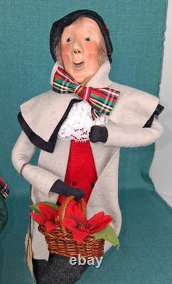 Byers Choice Victorian Christmas Carolers Lot of 4 Woman, Man, Child & Dog