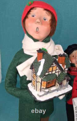 Byers Choice Victorian Christmas Carolers Lot of 4 Woman, Man, Child & Dog