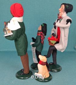 Byers Choice Victorian Christmas Carolers Lot of 4 Woman, Man, Child & Dog